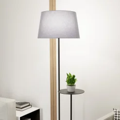 Hotel-lattiavalaisin, harmaa/musta, korkeus 150 cm, kangas/metallia