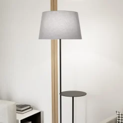 Hotel-lattiavalaisin, harmaa/musta, korkeus 150 cm, kangas/metallia