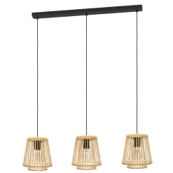 Hykeham-riippuvalaisin, pituus 91 cm, luonnonvalo, 3-valo, bambu