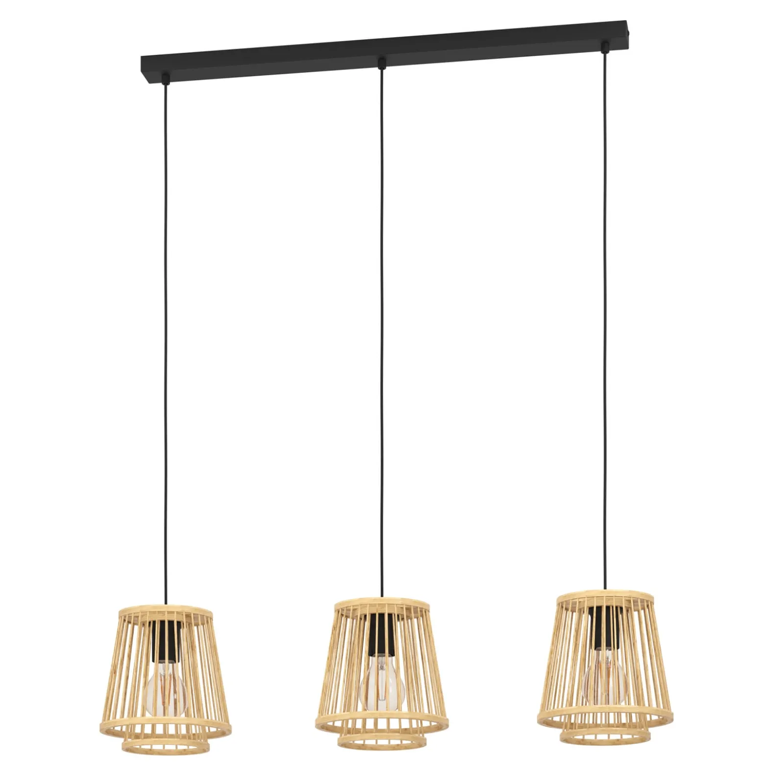 Hykeham-riippuvalaisin, pituus 91 cm, luonnonvalo, 3-valo, bambu
