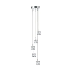 Ice Cube LED-riippuvalaisin, 5-valo, kromi, kristallilasi
