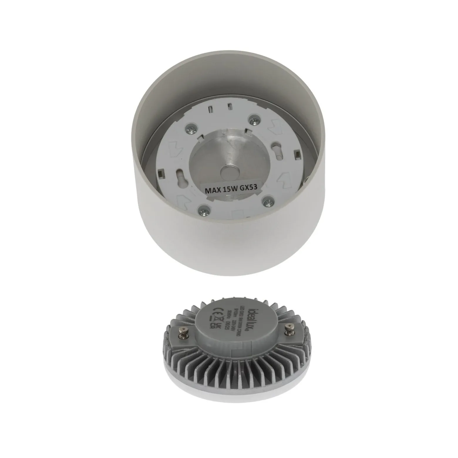 Ideal Lux alasvalo Spike pyöreä, valkoinen, alumiini, Ø 10 cm