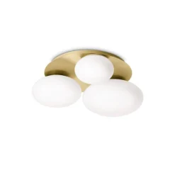 Ideal Lux kattovalaisin Ninfea, messinginvärinen, opaalilasi, 3-valo.