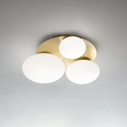 Ideal Lux kattovalaisin Ninfea, messinginvärinen, opaalilasi, 3-valo.