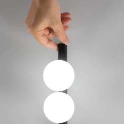 IDEAL LUX LED-lattiavalo Binomio, musta, 155 cm, metalli, 4-lamppuinen