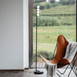 IDEAL LUX LED-lattiavalo Binomio, musta, 155 cm, metalli, 4-lamppuinen