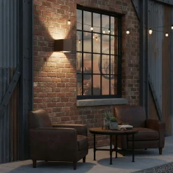 Ideal Lux LED-ulkoseinävalaisin Atom, ruskea, 10 cm, metallia