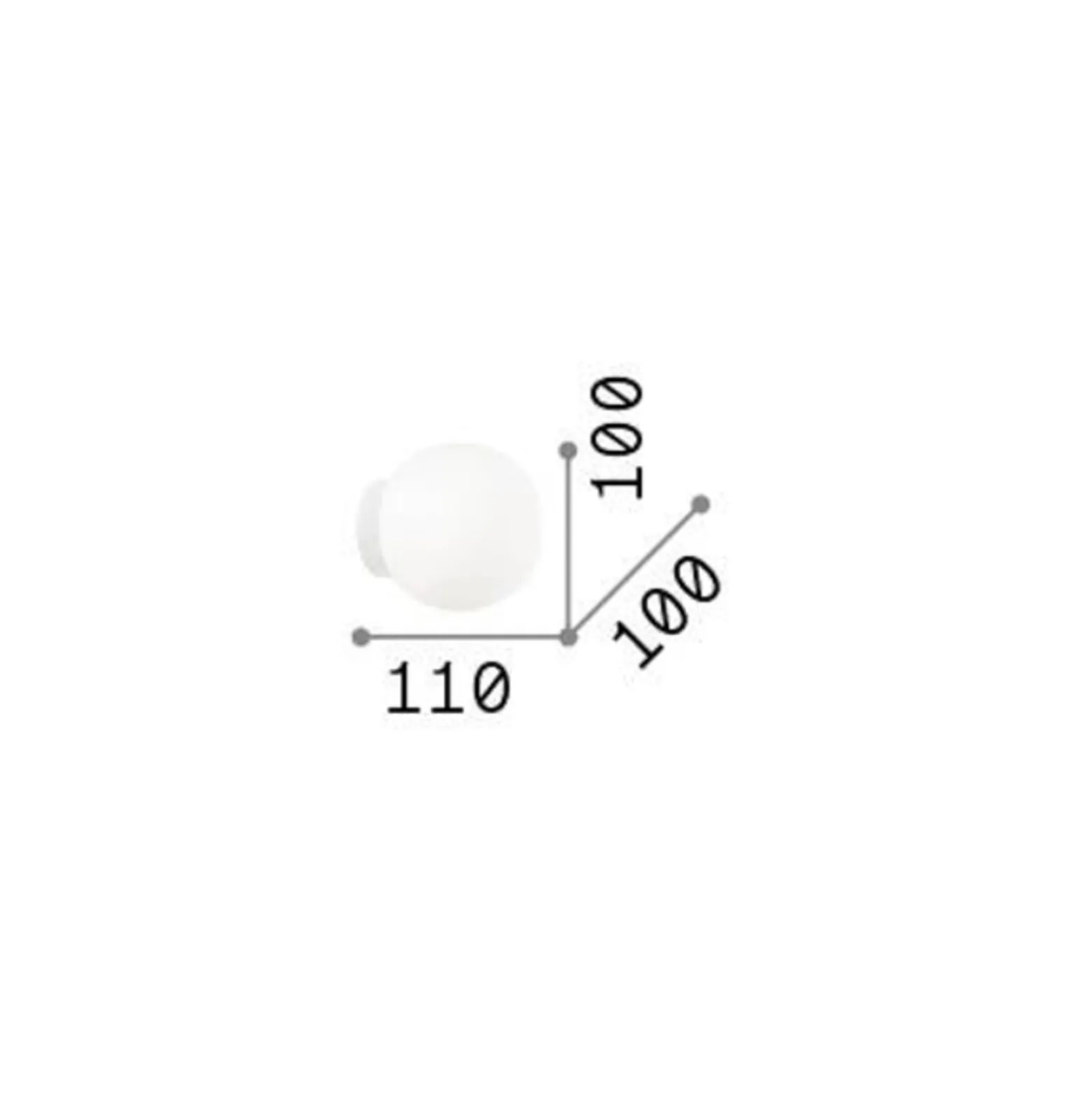 Ideal Lux Mapa seinävalaisin, Ø 10 cm, opaalilasi, valkoinen, pallo