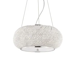 IDEAL LUX Pasha -riippuvalo, kromivärinen/kirkas, halkaisija 40 cm, lasi