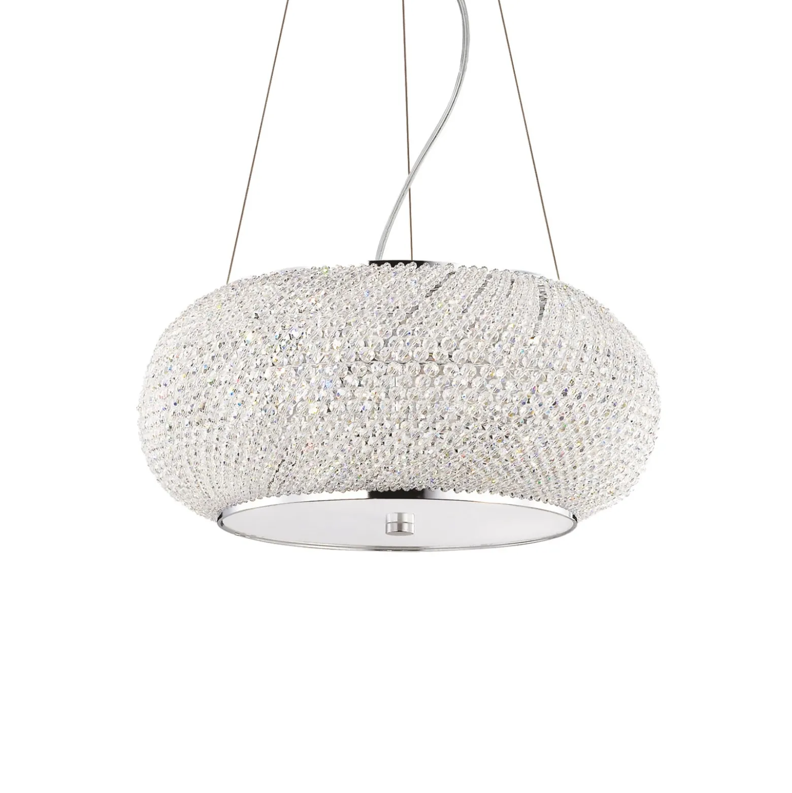 IDEAL LUX Pasha -riippuvalo, kromivärinen/kirkas, halkaisija 40 cm, lasi