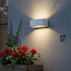 Ideal Lux ulkoseinälamppu Andromeda, valkoinen, leveys 22 cm, alumiini