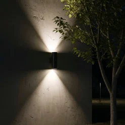 Ideal Lux ulkoseinävalaisin Gun antrasiitti alumiinia, Ø 11 cm, ylös/alas,