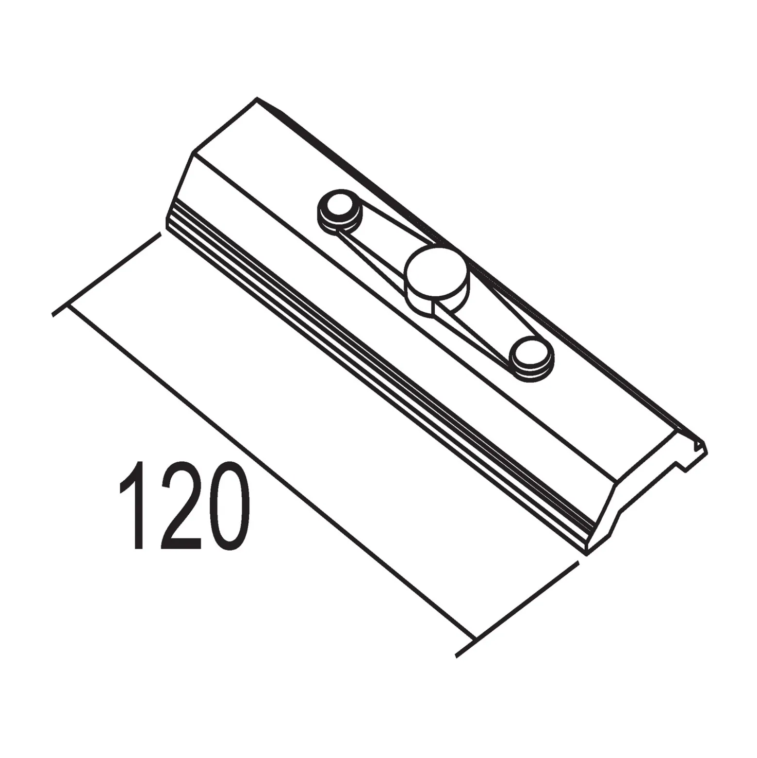 Ivela LKM iskunvaimentimen liitin kiskojen ripustukseen, pituus 12 cm