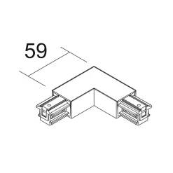 Ivela L-liitin SQUARE 48 V, musta, suojajohdin oikealla