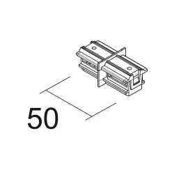 Ivela pitkittäisliitin SQUARE 48 V, musta, virtajohtava