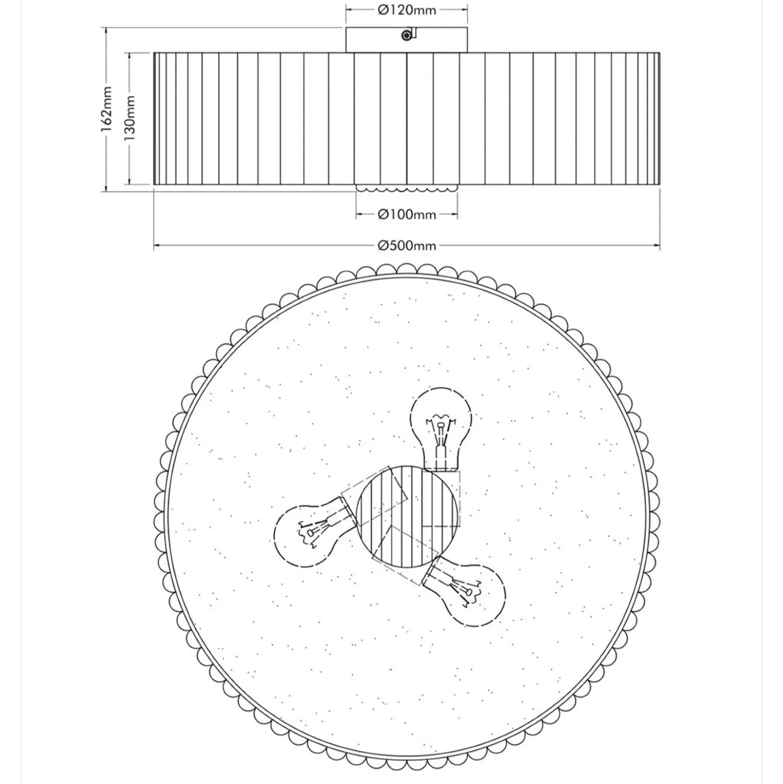 Jannie-kattovalaisin, luonnonvärinen, pellava, 3-lamppuinen, Ø 50 cm, E27