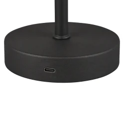 Jeff LED ladattava pöytävalaisin, mattamusta, korkeus 30 cm, metallia