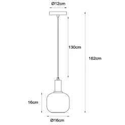Joanet-riippuvalaisin, Ø 16 cm, 1-valo, lasi, musta