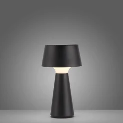 JUST LIGHT. Abera musta muovinen IP54 ladattava LED-pöytävalaisin