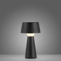 JUST LIGHT. Abera musta muovinen IP54 ladattava LED-pöytävalaisin