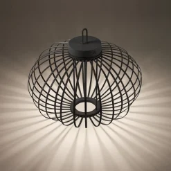 JUST LIGHT. Akuba ladattava LED-pöytävalaisin musta 37 cm bambu