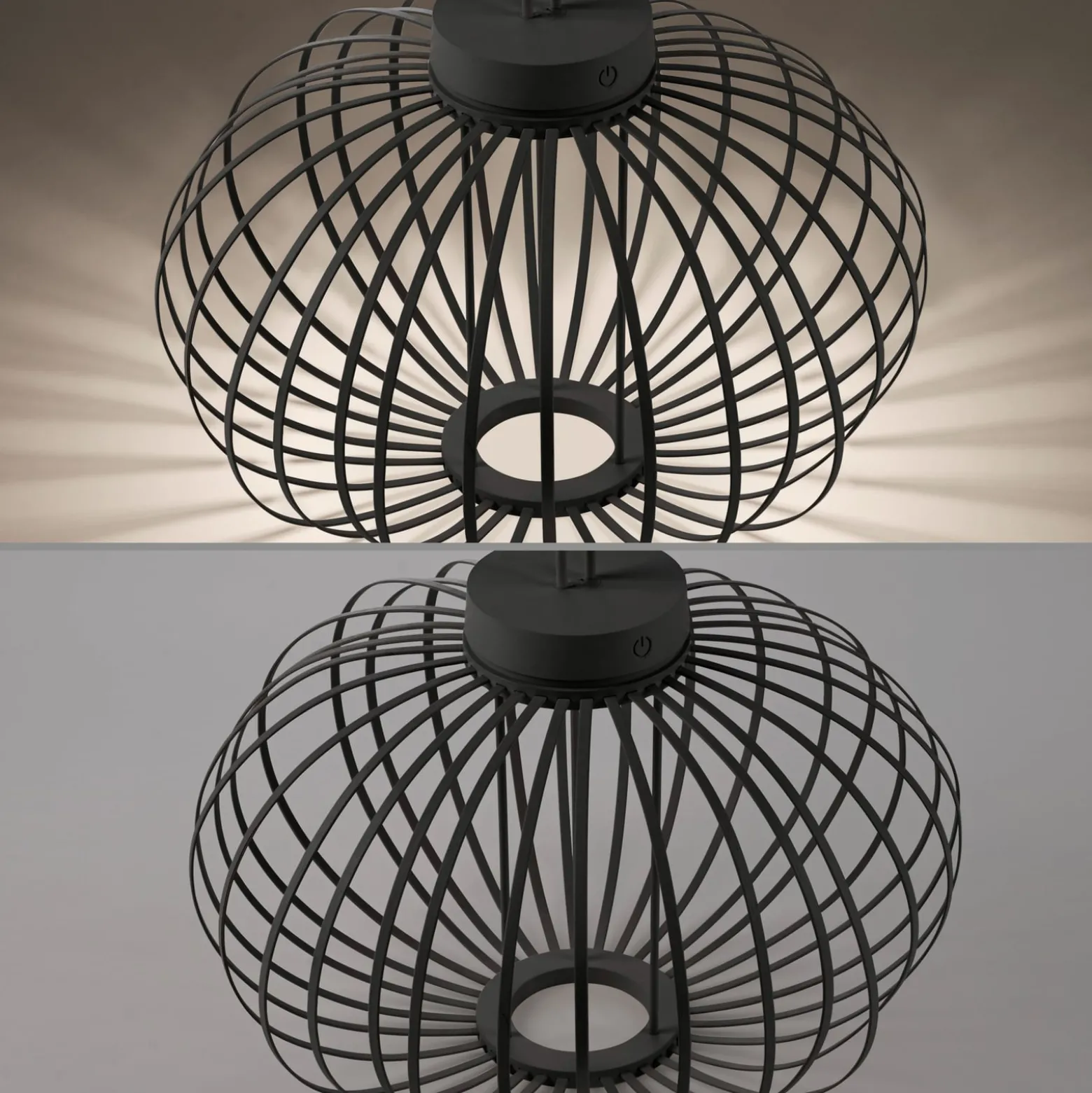 JUST LIGHT. Akuba ladattava LED-pöytävalaisin musta 37 cm bambu