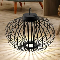 JUST LIGHT. Akuba ladattava LED-pöytävalaisin musta 37 cm bambu
