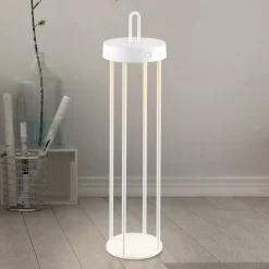 JUST LIGHT. Anselm LED-ladattava pöytävalaisin, valkoinen, 50 cm, rauta