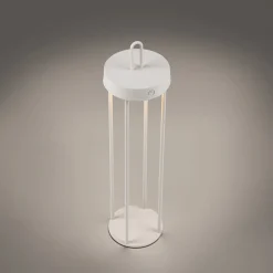 JUST LIGHT. Anselm LED-ladattava pöytävalaisin, valkoinen, 50 cm, rauta