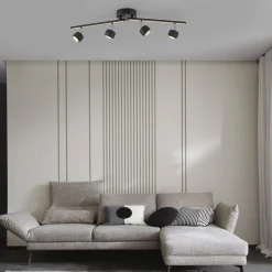 JUST LIGHT. LED-kattospotti Jarik, 4-lamppuinen, musta, 3 000 K