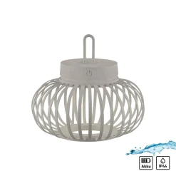 JUST LIGHT. LED ladattava pöytävalaisin Akuba harmaa-beige 22cm bambu