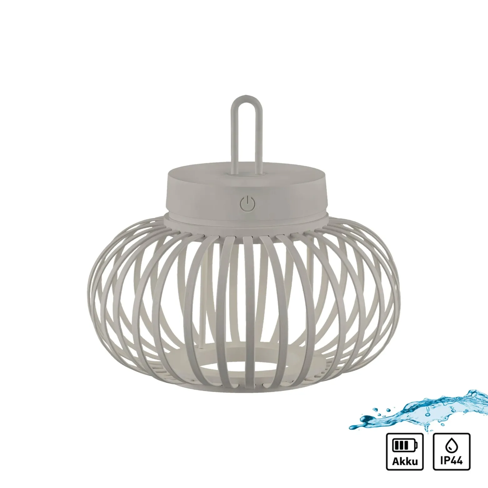JUST LIGHT. LED ladattava pöytävalaisin Akuba harmaa-beige 22cm bambu
