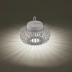 JUST LIGHT. LED ladattava pöytävalaisin Akuba harmaa-beige 22cm bambu