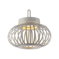 JUST LIGHT. LED ladattava pöytävalaisin Akuba harmaa-beige 22cm bambu