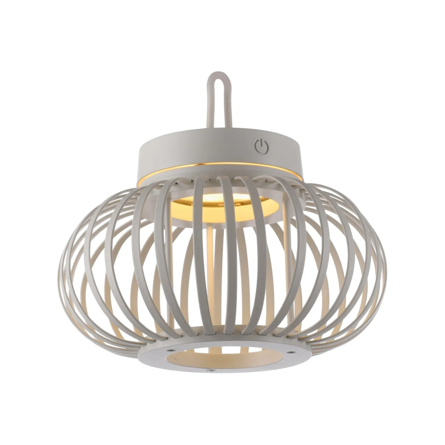 JUST LIGHT. LED ladattava pöytävalaisin Akuba harmaa-beige 22cm bambu