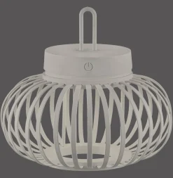JUST LIGHT. LED ladattava pöytävalaisin Akuba harmaa-beige 22cm bambu