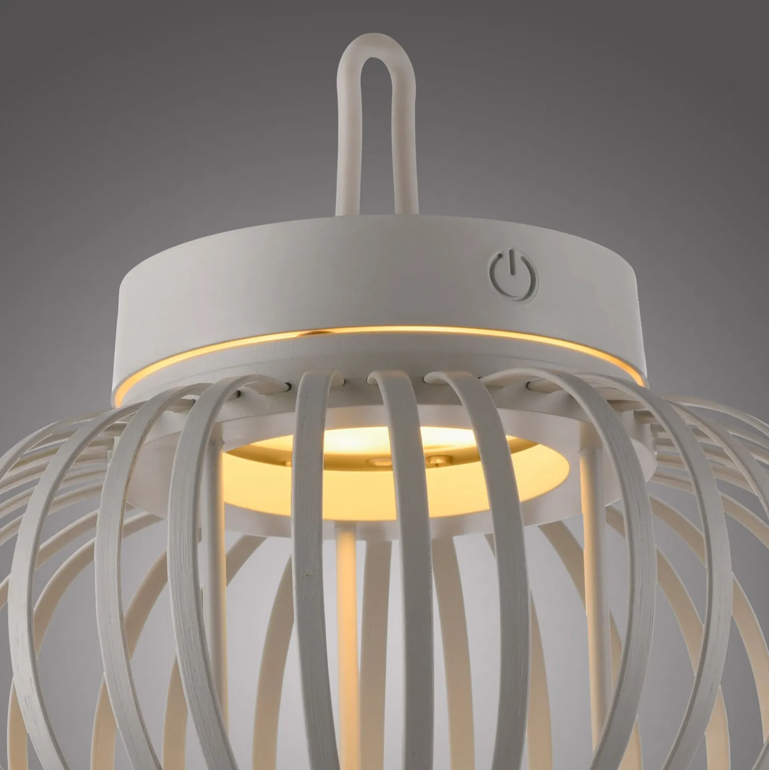 JUST LIGHT. LED ladattava pöytävalaisin Akuba harmaa-beige 22cm bambu