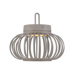 JUST LIGHT. LED ladattava pöytävalaisin Akuba harmaa-beige 22cm bambu