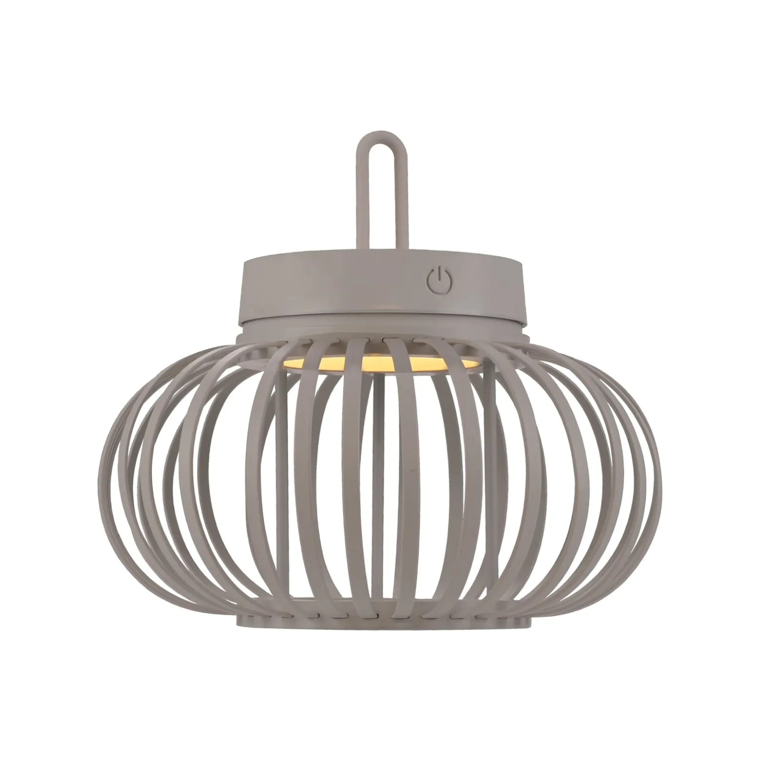 JUST LIGHT. LED ladattava pöytävalaisin Akuba harmaa-beige 22cm bambu
