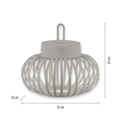 JUST LIGHT. LED ladattava pöytävalaisin Akuba harmaa-beige 22cm bambu