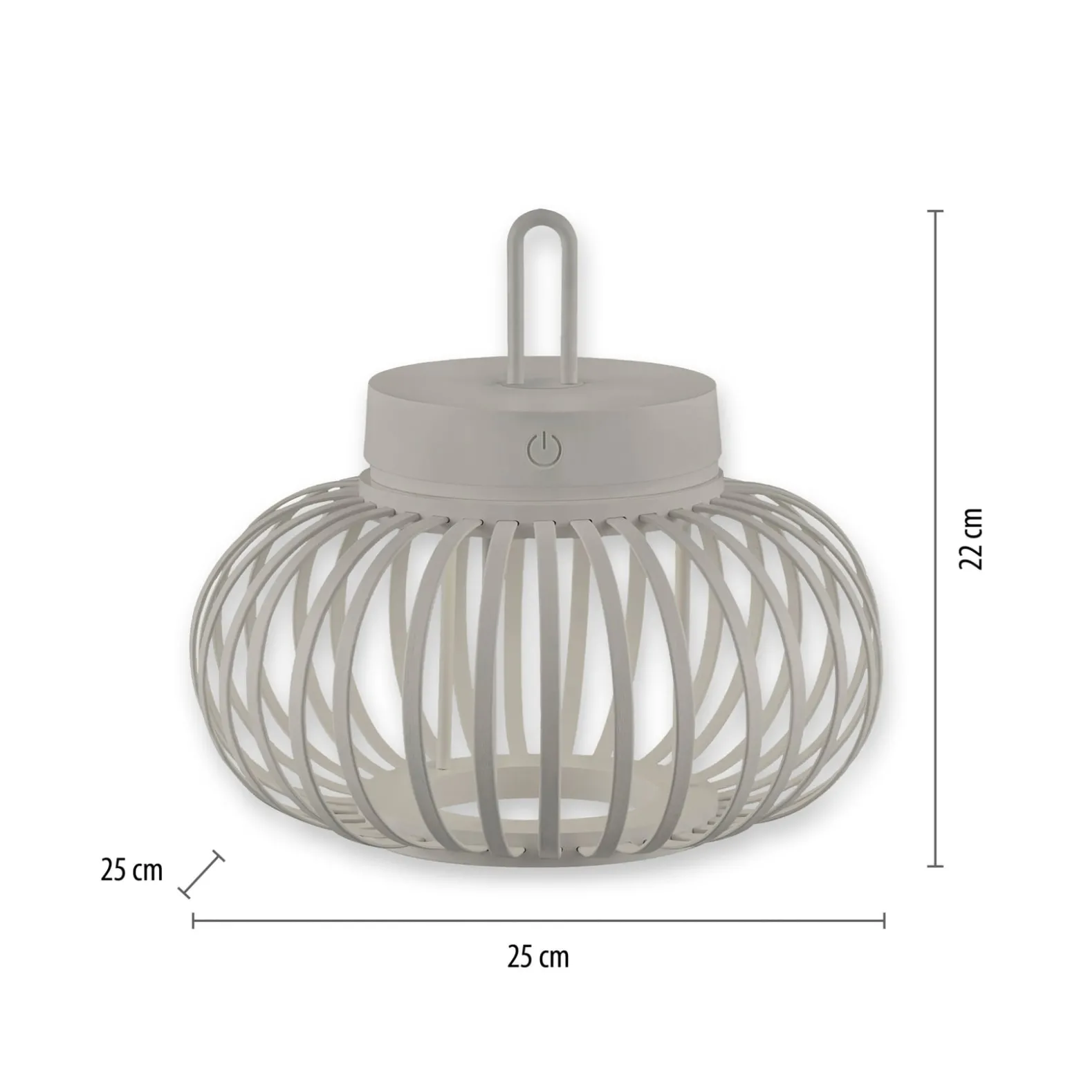 JUST LIGHT. LED ladattava pöytävalaisin Akuba harmaa-beige 22cm bambu