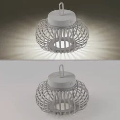 JUST LIGHT. LED ladattava pöytävalaisin Akuba harmaa-beige 22cm bambu