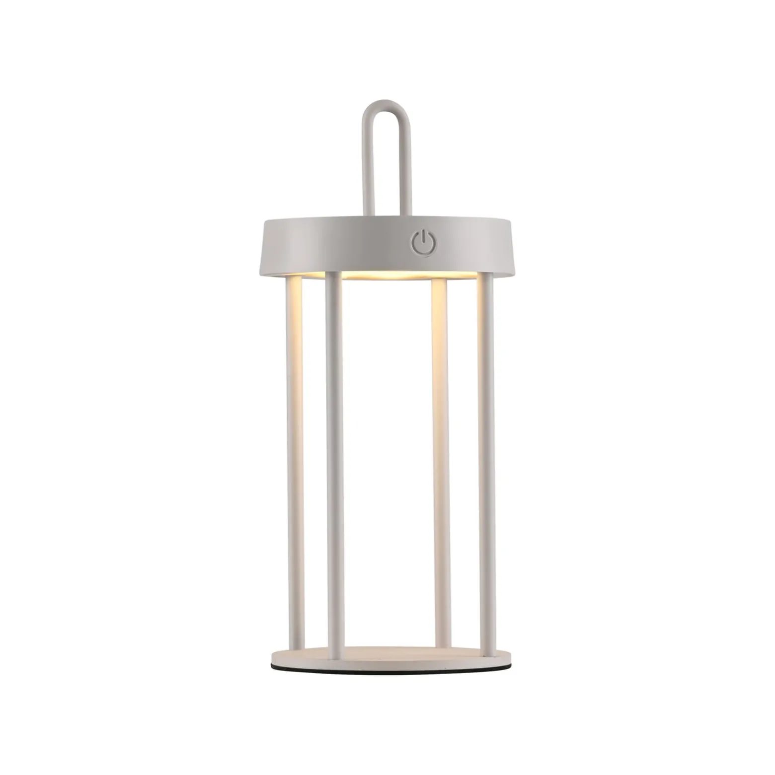 JUST LIGHT. LED ladattava pöytävalaisin Anselm harmaa-beige 28cm rautainen