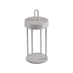 JUST LIGHT. LED ladattava pöytävalaisin Anselm harmaa-beige 28cm rautainen