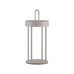 JUST LIGHT. LED ladattava pöytävalaisin Anselm harmaa-beige 28cm rautainen
