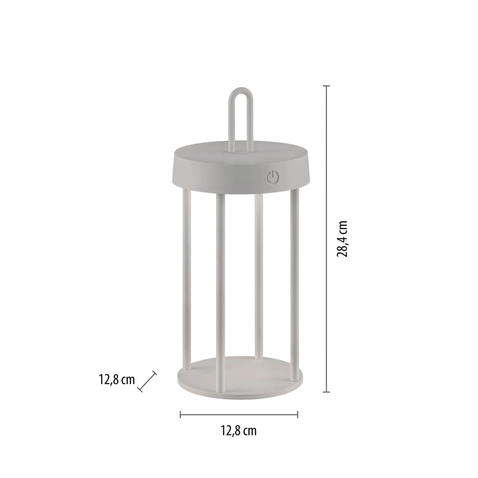JUST LIGHT. LED ladattava pöytävalaisin Anselm harmaa-beige 28cm rautainen