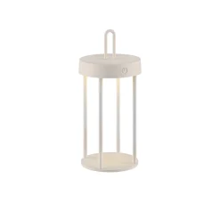 JUST LIGHT. LED ladattava pöytävalaisin Anselm harmaa-beige 28cm rautainen