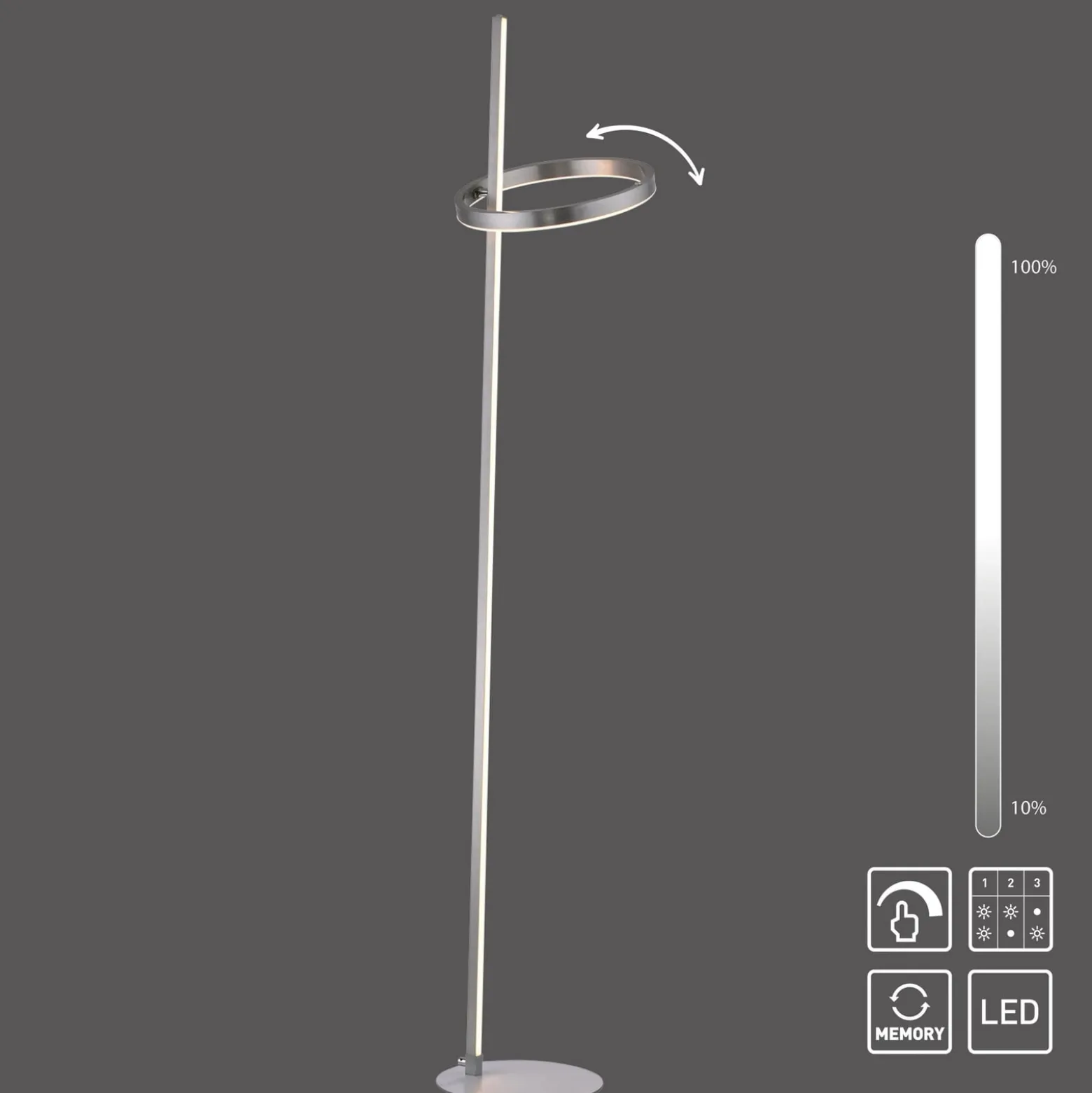 JUST LIGHT. LED-lattiavalo Ritus hopea rauta himmennettävä 3 000 K