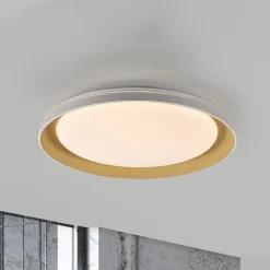JUST LIGHT. Sati LED-kattovalaisin, muovi, valkoinen/messinki