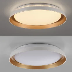 JUST LIGHT. Sati LED-kattovalaisin, muovi, valkoinen/messinki